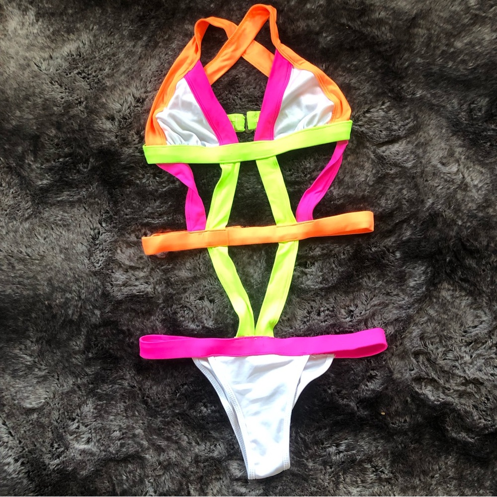 Neon Strappy Onesie Bodysuit